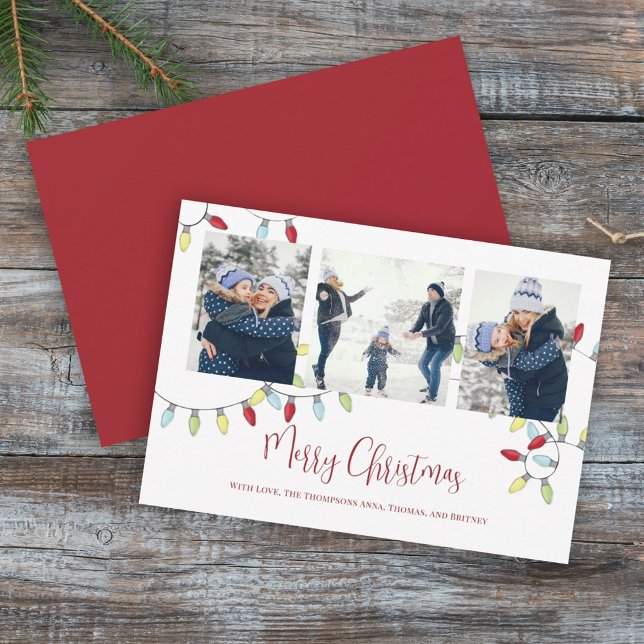 Cartes Pour Fêtes Annuelles Joyeux Noël Joyeux String Lights 3 Photo (Créateur téléchargé)