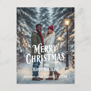 Cartes Pour Fêtes Annuelles Joyeux Noël/Joyeux Vacances Couples Photo Avant