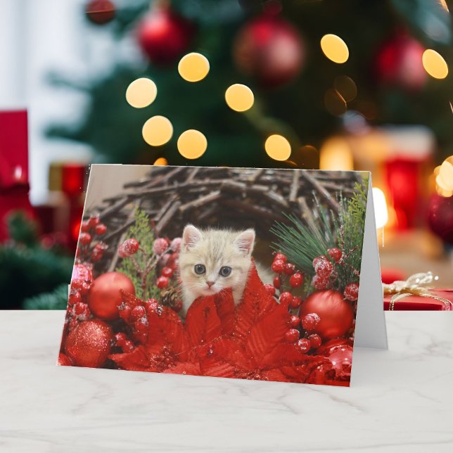 Cartes Pour Fêtes Annuelles Joyeux Noël Kitty Personnalisez votre salutation (Créateur téléchargé)