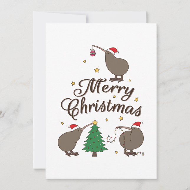 Cartes Pour Fêtes Annuelles Joyeux Noël Kiwi (Devant)
