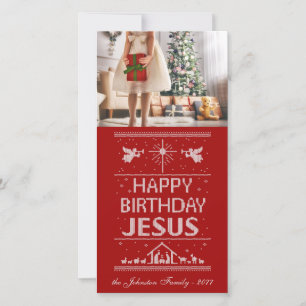 Cartes Pour Fêtes Annuelles Joyeux Noël Knit Joyeux anniversaire Jésus Religie