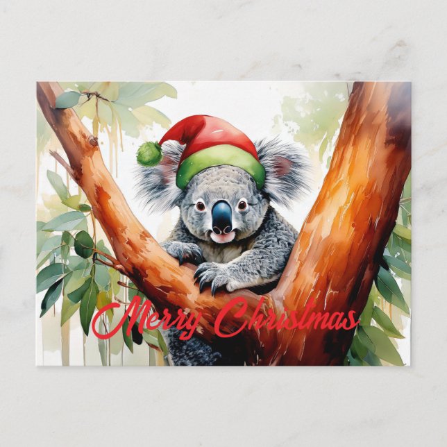 Cartes Pour Fêtes Annuelles Joyeux Noël Koala assis à Gumtree (Devant)