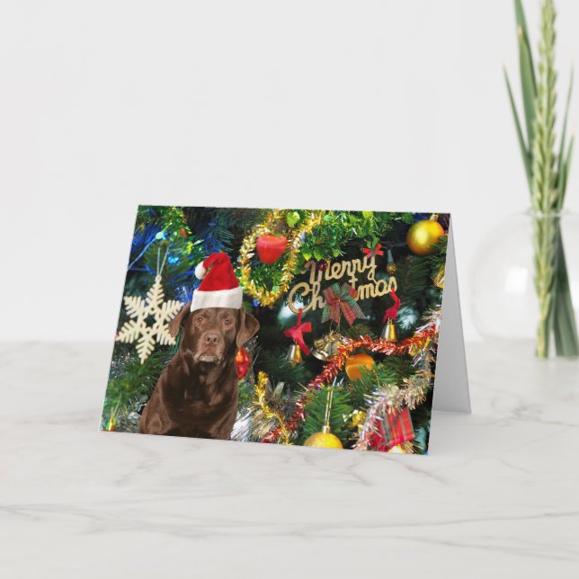 Cartes Pour Fêtes Annuelles Joyeux Noël Labrador Retriever Chien Santa Hat (Devant)