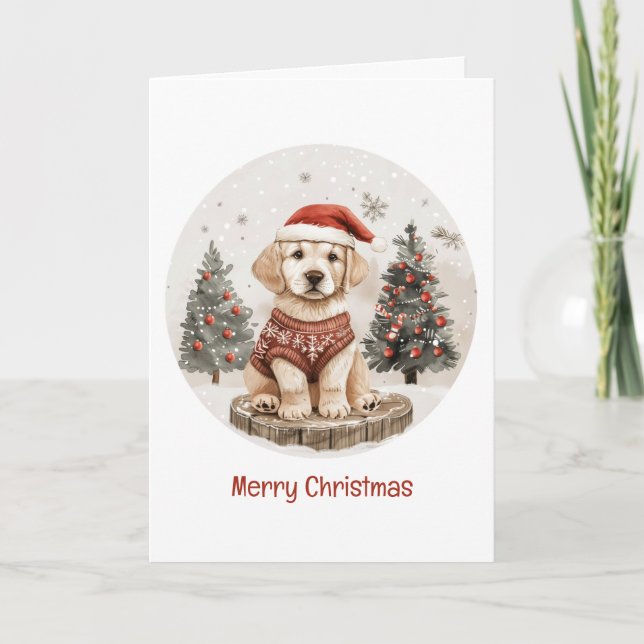 Cartes Pour Fêtes Annuelles Joyeux Noël Labrador Retriever Puppy (Devant)