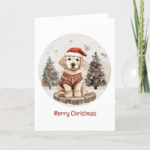 Cartes Pour Fêtes Annuelles Joyeux Noël Labrador Retriever Puppy