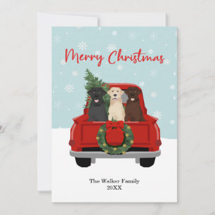 Cartes Pour Fêtes Annuelles Joyeux Noël Labradors Camion de Noël Rouge