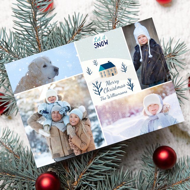 Cartes Pour Fêtes Annuelles Joyeux Noël Laisser neiger Fête Collage photo (Créateur téléchargé)
