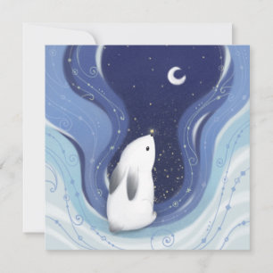 Cartes Pour Fêtes Annuelles Joyeux Noël : Lapin, la Lune et les étoiles