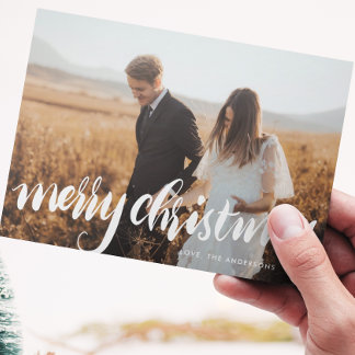 Cartes Pour Fêtes Annuelles joyeux noël lettrage blanc superposition photo