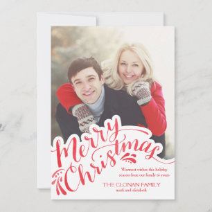 Cartes Pour Fêtes Annuelles Joyeux Noël lettrage main aquarelle rouge