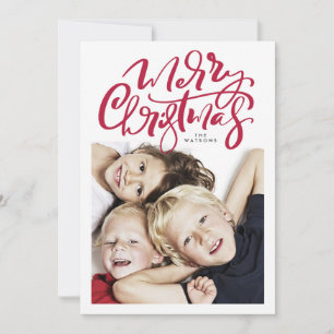 Cartes Pour Fêtes Annuelles Joyeux Noël lettrage manuel en rouge Photo