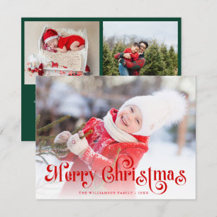 Cartes Pour Fêtes Annuelles Joyeux Noël lettrage rouge stylé Photo 