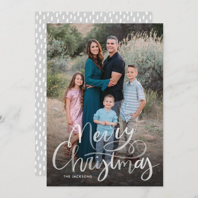 Cartes Pour Fêtes Annuelles Joyeux Noël Lettré main moderne (Devant / Derrière)