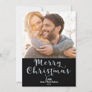 Cartes Pour Fêtes Annuelles Joyeux Noël Lettres Diamant Glam Photo de vacances