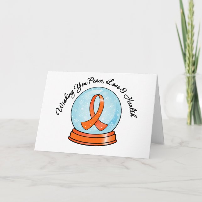 Cartes Pour Fêtes Annuelles Joyeux Noël Leukemia Ribbon Snowglobe (Devant)