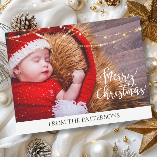 Cartes Pour Fêtes Annuelles Joyeux Noël Lichter Kundenspezifische Foto (Personalized, Merry Christmas Lichter Kundenspezifische Foto Holiday Postcard)