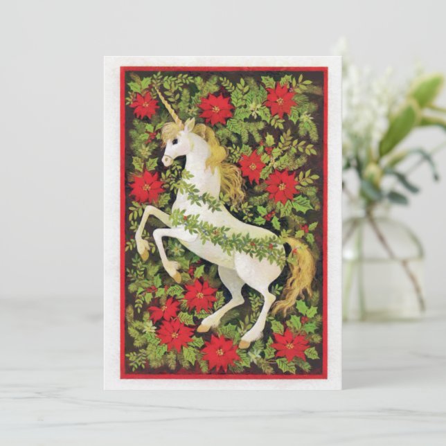 Cartes Pour Fêtes Annuelles Joyeux Noël licorne (Debout devant)