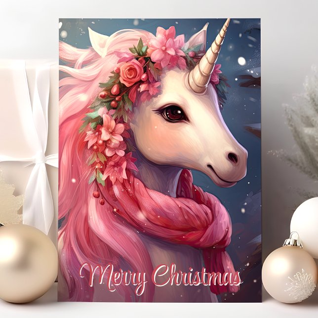 Cartes Pour Fêtes Annuelles Joyeux Noël Licorne Magique (Créateur téléchargé)