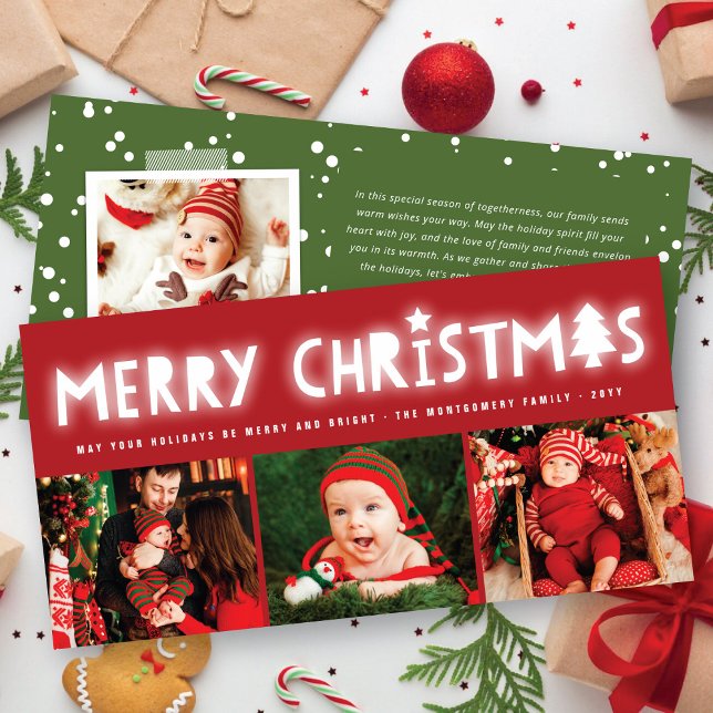 Cartes Pour Fêtes Annuelles Joyeux Noël Llow Whimsical Tree Modern 3 Photo (Créateur téléchargé)