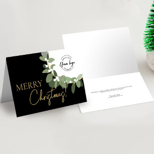 Cartes Pour Fêtes Annuelles Joyeux Noël Logo de l'entreprise Or noir personnal
