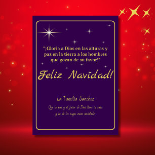 Cartes Pour Fêtes Annuelles Joyeux Noël Luke 2:14 Verset Or & Violet