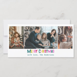 Cartes Pour Fêtes Annuelles Joyeux Noël lumineux et joyeux 3 pin photo vert