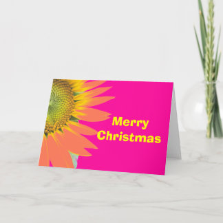 Cartes Pour Fêtes Annuelles Joyeux Noël lumineux Fleur rose et jaune