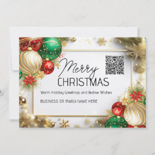 Cartes Pour Fêtes Annuelles Joyeux Noël luxueux affaires QR or blanc