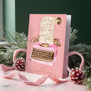 Cartes Pour Fêtes Annuelles Joyeux Noël Machine à Écrire Rétro Rose Lettre Pèr