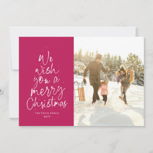 Cartes Pour Fêtes Annuelles Joyeux Noël magenta rose amusant photo de famille