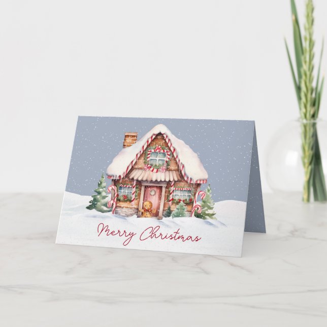 Cartes Pour Fêtes Annuelles Joyeux Noël Maison en pain d'épices (Devant)