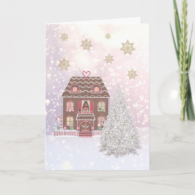 Cartes Pour Fêtes Annuelles Joyeux Noël Maison en pain d'épices (Devant)