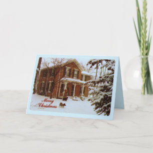 Cartes Pour Fêtes Annuelles Joyeux Noël Maison victorienne en neige