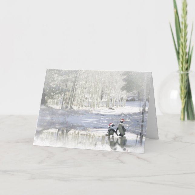 Cartes Pour Fêtes Annuelles Joyeux Noël Manchot Mignon ! (Devant)