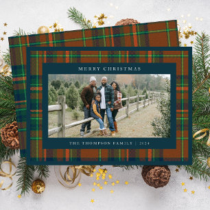 Cartes Pour Fêtes Annuelles Joyeux Noël Marine Plaid Flannel Famille Photo