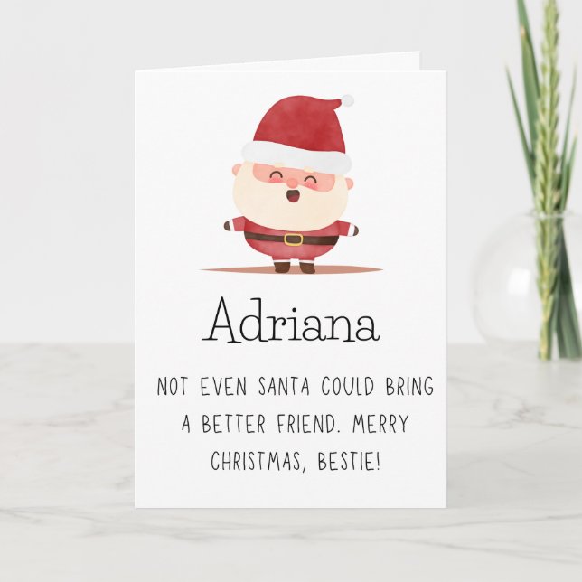 Cartes Pour Fêtes Annuelles Joyeux Noël Meilleure Amie Nom Plié Cute (Devant)