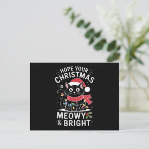 Cartes Pour Fêtes Annuelles Joyeux Noël Méow et Lumineux Chat Xmas