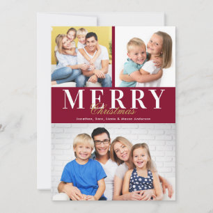 Cartes Pour Fêtes Annuelles Joyeux Noël Message Bourgogne 3 Photos