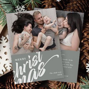 Cartes Pour Fêtes Annuelles Joyeux Noël Message personnalisé moderne 2-Photo
