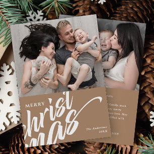 Cartes Pour Fêtes Annuelles Joyeux Noël Message personnalisé moderne 2-Photo