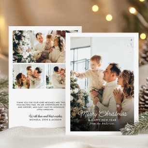Cartes Pour Fêtes Annuelles Joyeux Noël Message Personnel 4-Photos