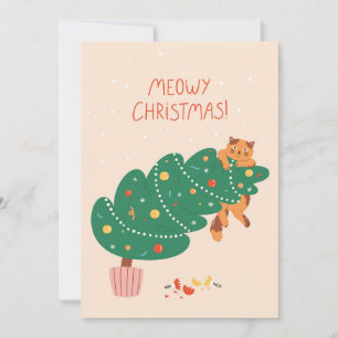 Cartes Pour Fêtes Annuelles Joyeux Noël Miaou - Drôle de Félin Amusant