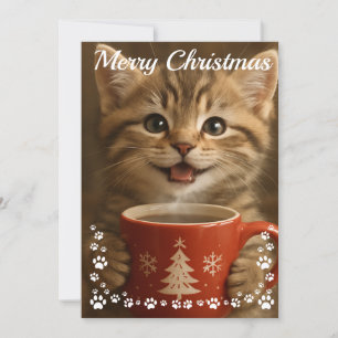 Cartes Pour Fêtes Annuelles joyeux noël mignon chaton photo moderne