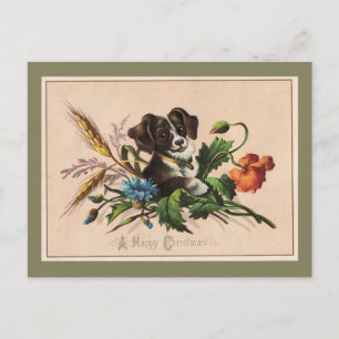 Cartes Pour Fêtes Annuelles Joyeux Noël mignon chien reproduction Vintage