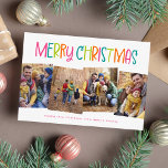 Cartes Pour Fêtes Annuelles Joyeux Noël mignon fun quatre photo<br><div class="desc">Joyeux Noël! Cette carte de Noël joyeux et colorée à quatre photos est la façon idéale d'envoyer de la joie cette année. Avec son type ludique, ce carte photo de vacances est parfait pour les familles, mais aussi pour les cartes de fin de année de couple, les cartes de fin...</div>