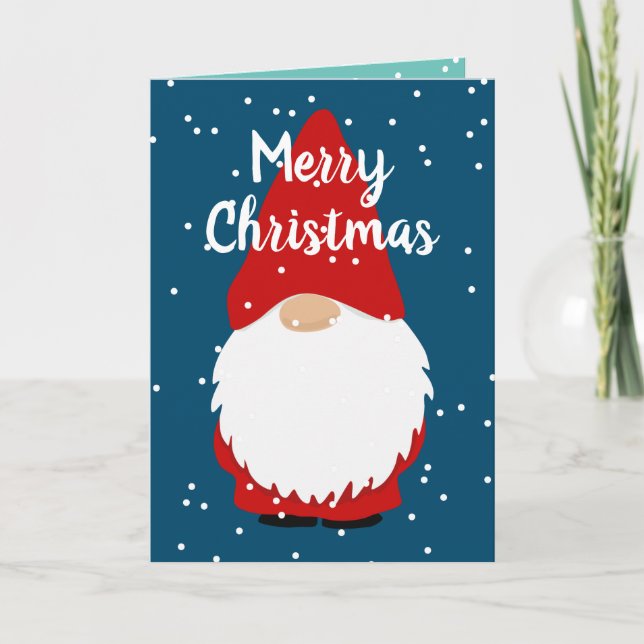 Cartes Pour Fêtes Annuelles Joyeux Noël mignon gnome dans la neige dessin anim (Devant)