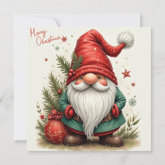 Cartes Pour Fêtes Annuelles Joyeux Noël mignon Gnome de Noël (Devant)