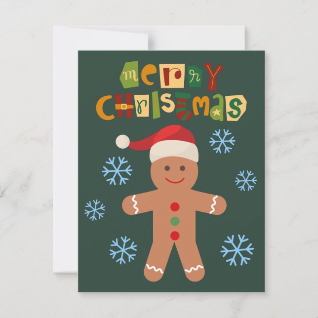 Cartes Pour Fêtes Annuelles Joyeux Noël mignon Homme en pain d'épice (Devant)