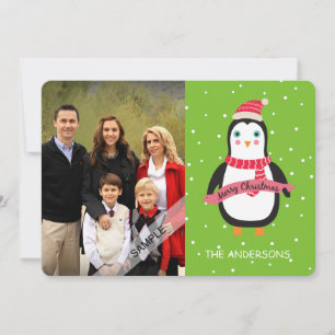 Cartes Pour Fêtes Annuelles Joyeux Noël mignon Penquin Photo personnalisée