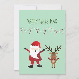 Cartes Pour Fêtes Annuelles Joyeux Noël Mignon Père Noël Renne
